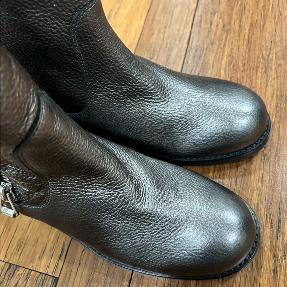 Jimmy Choo Dondo Metallic Grainy Leather Biker Ankle Boot - Picture 5 of 7